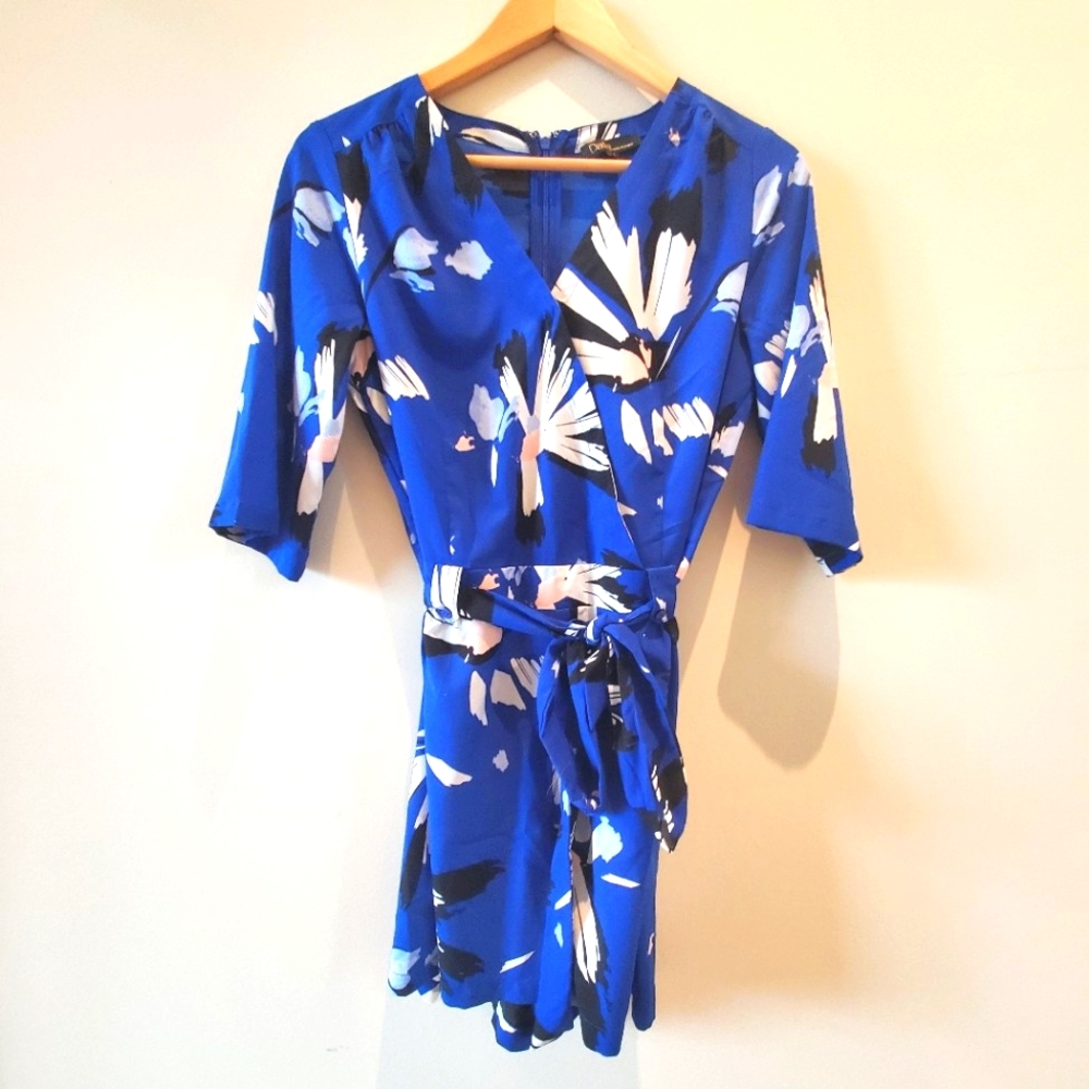 Lovely Dahlia Floral Royal Blue Romper (6)